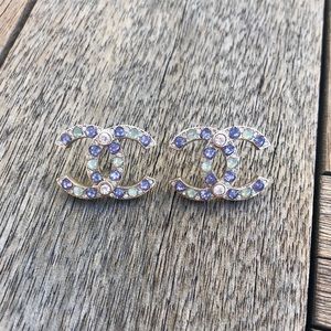 Chanel lavender crystal earrings